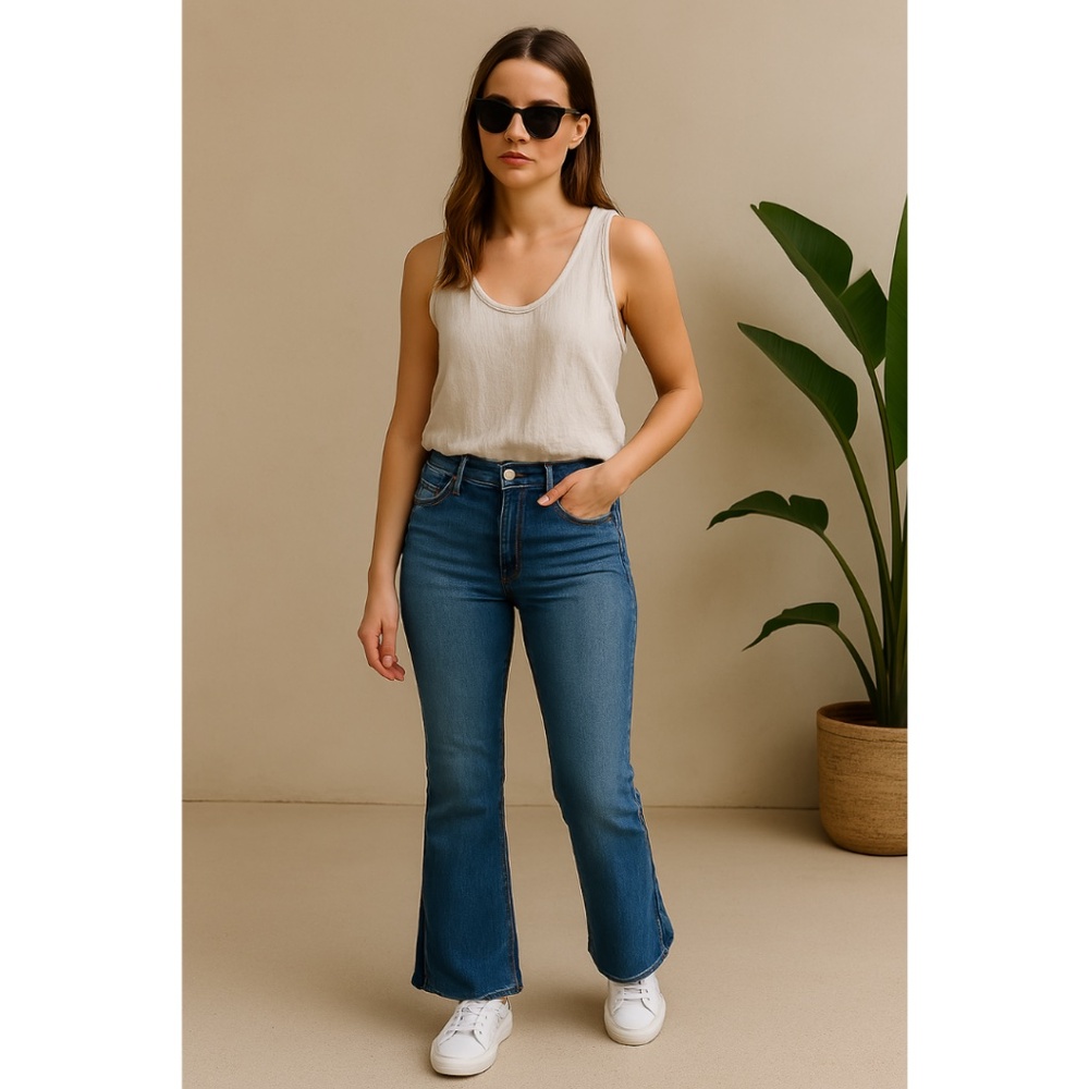Frame Denim Jeans Women's Size 25 Le Crop Mini Boot Flare Release Hem Med Wash
